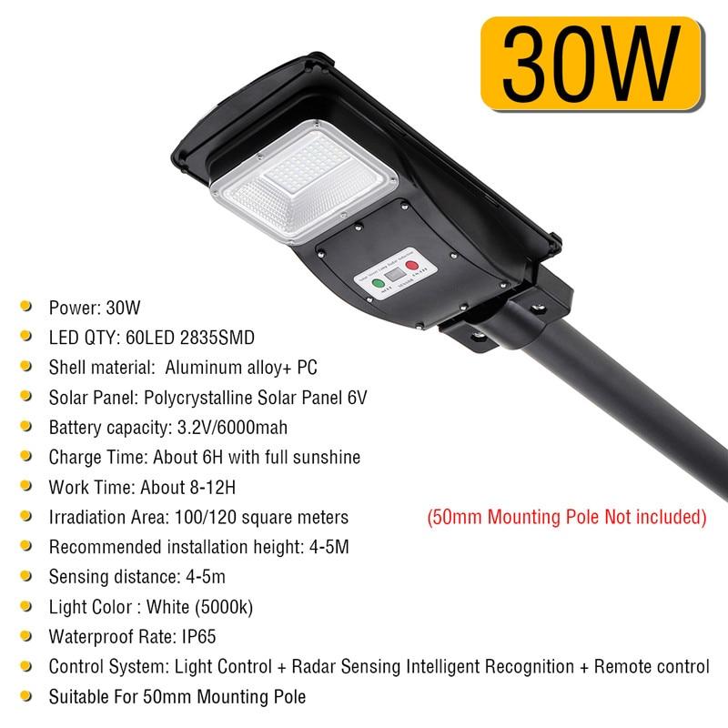 LED Solar Street Light 90W Radar PIR Motion Sensor Wall Timing Lamp Remote control Waterproof, Dropshipping
