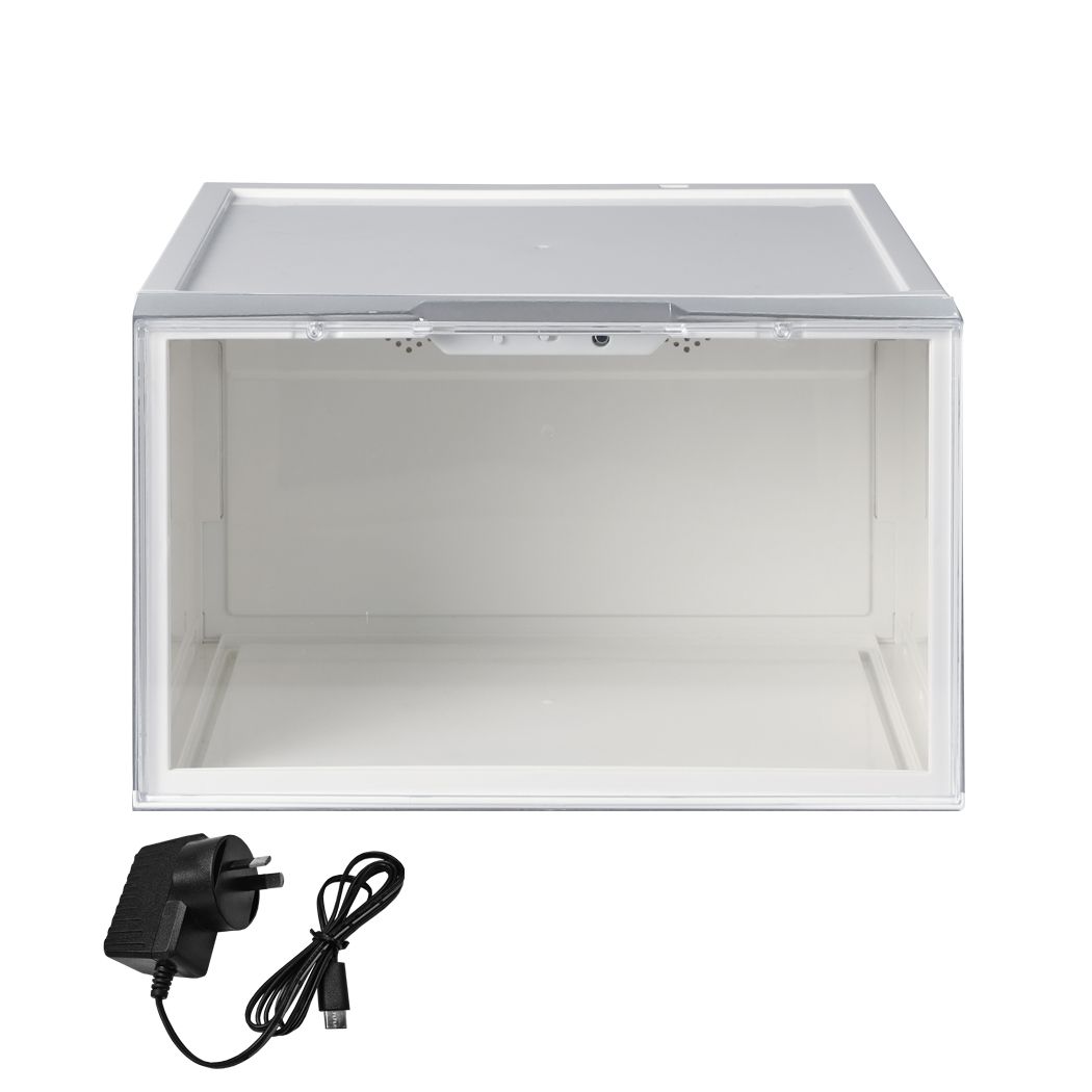 LED Voice Sneaker Display Case Lighted Shoe Storage Boxes Magnetic Black 1PC