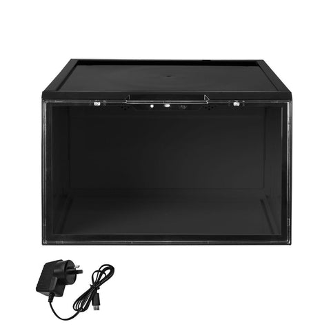 LED Voice Sneaker Display Case Lighted Shoe Storage Boxes Magnetic Black 1PC