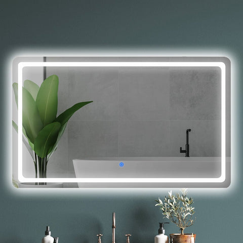 LED Wall Mirror Anti-fog Bathroom Mirrors Makeup Light 120x70cm