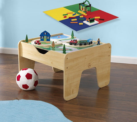 Lego Compatible 2 In 1 Activity Table For Kids (Natural