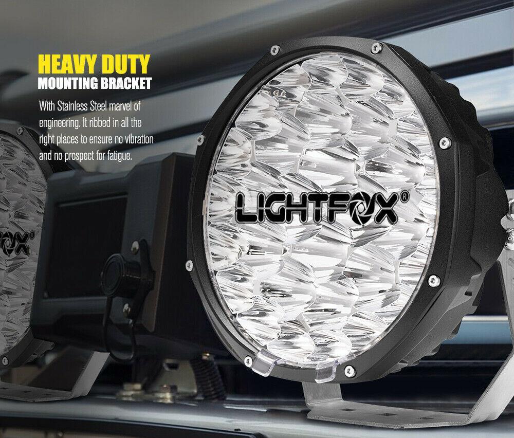 LIGHTFOX 9inch LED Driving Spot Lights OSRAM Black Round Offroad Truck SUV 4x4