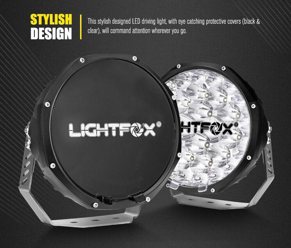LIGHTFOX 9inch LED Driving Spot Lights OSRAM Black Round Offroad Truck SUV 4x4