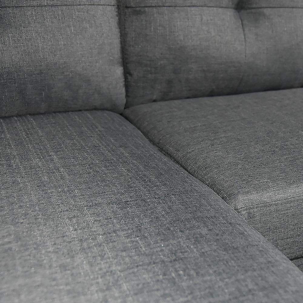 Linen Corner Sofa Couch Lounge Chaise with Metal Legs - Grey