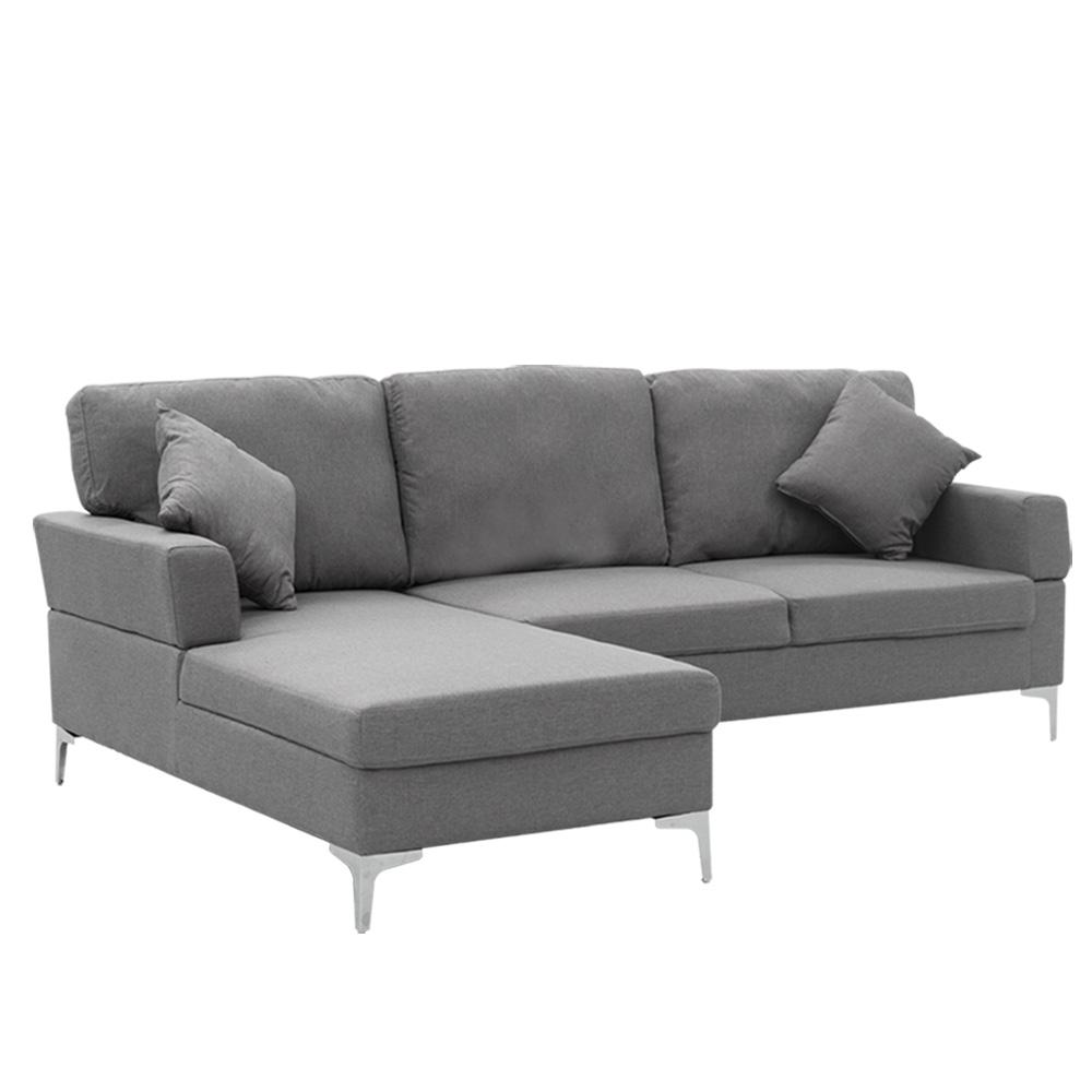 indoor furniture Linen Corner Sofa Couch Lounge L-shape Right Chaise D.Grey