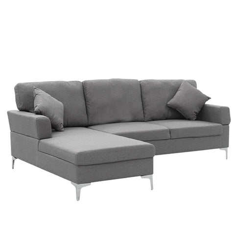 Linen Corner Sofa Couch Lounge L-shape Right Chaise D.Grey