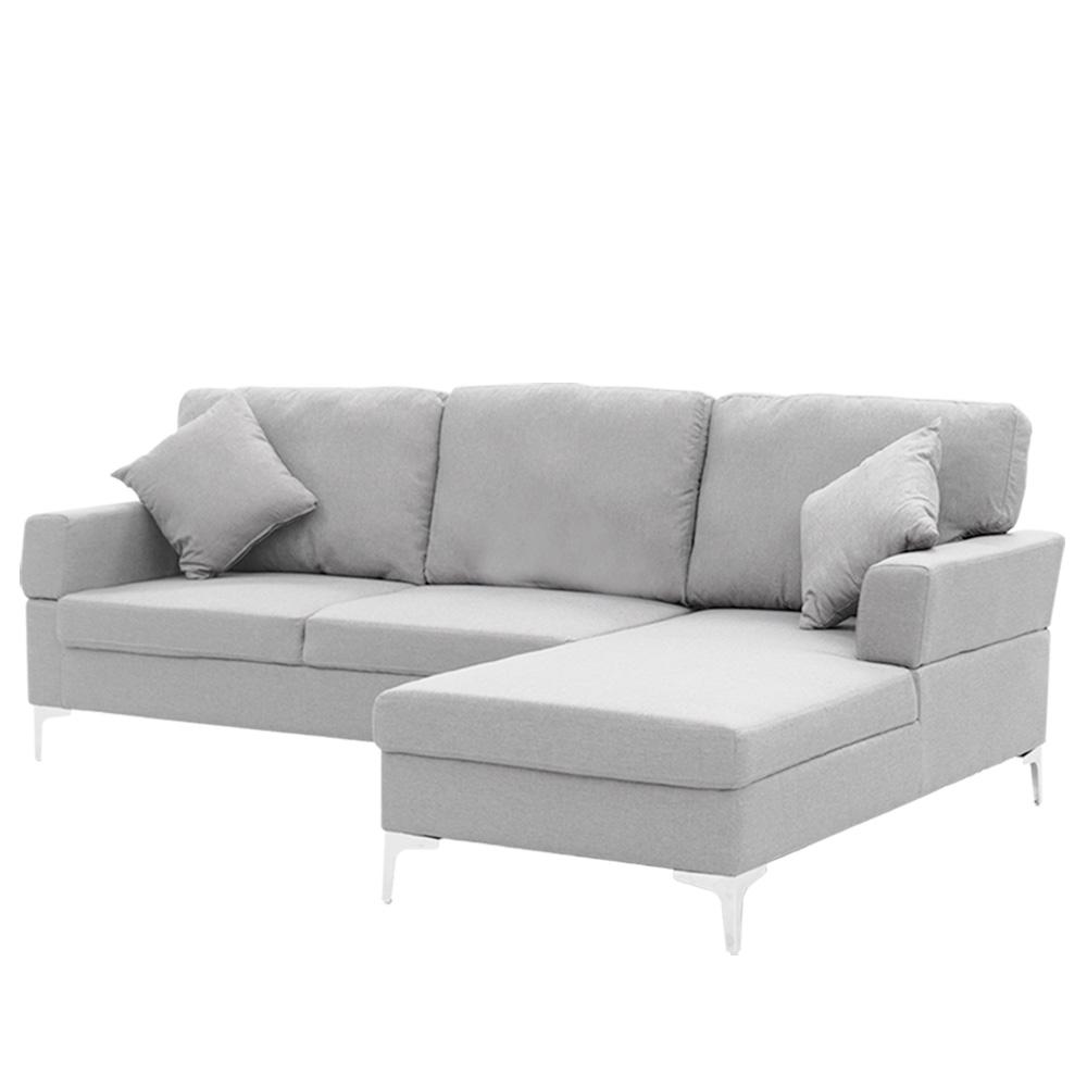 indoor furniture Linen Corner Sofa Couch Lounge L-shape w/ Left Chaise L.Grey
