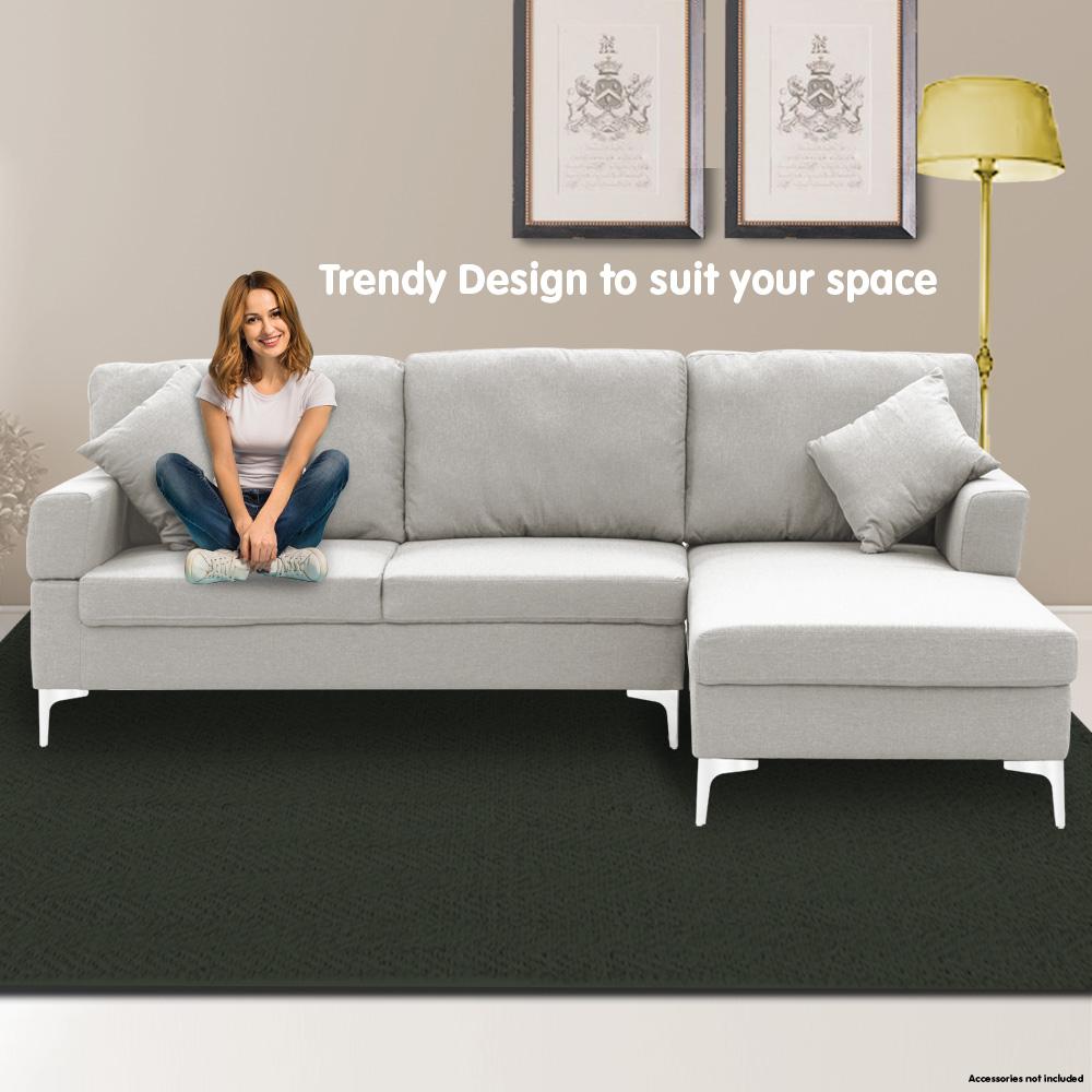 indoor furniture Linen Corner Sofa Couch Lounge L-shape w/ Left Chaise L.Grey