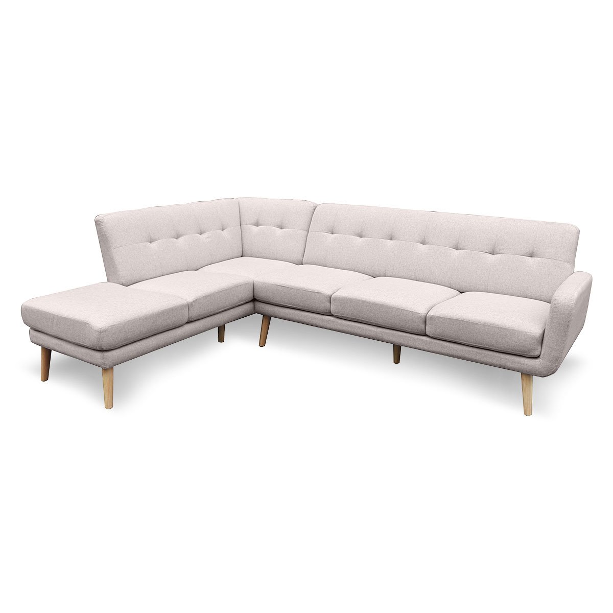 indoor furniture Linen Corner Sofa L-shaped Chaise Light Grey