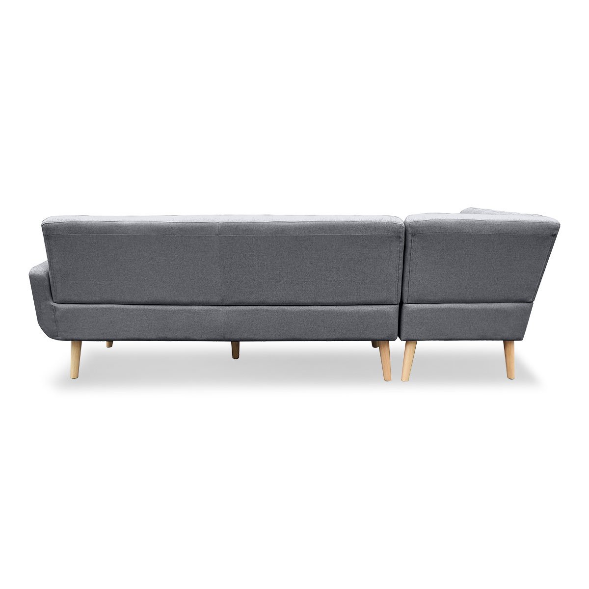 indoor furniture Linen Corner Sofa L-shaped with Chaise Dark Grey