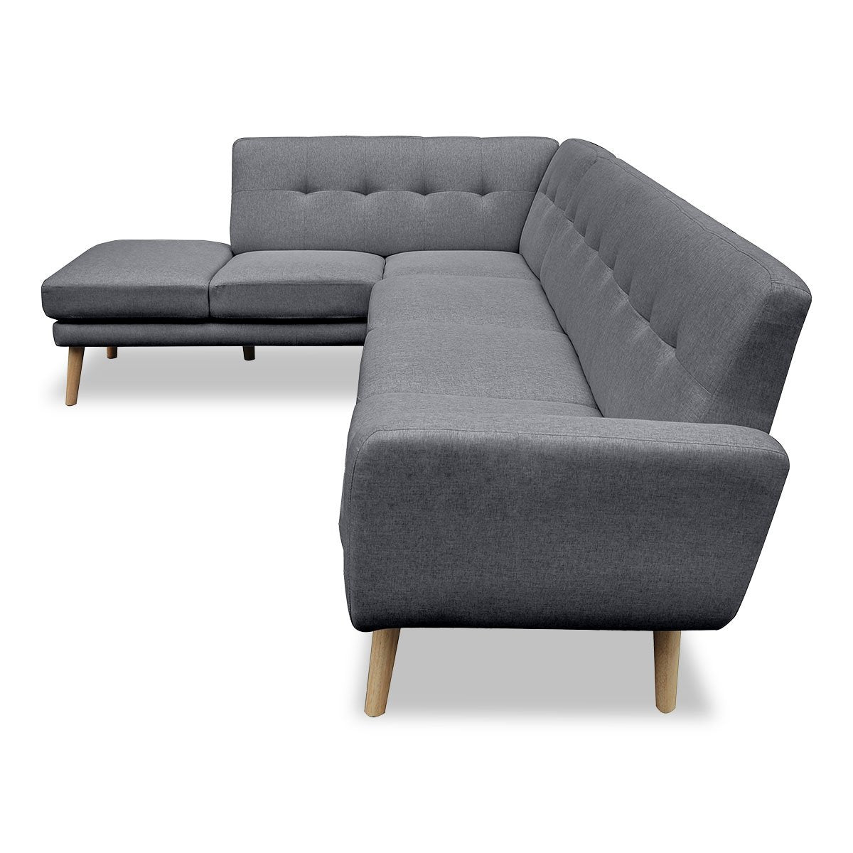 indoor furniture Linen Corner Sofa L-shaped with Chaise Dark Grey