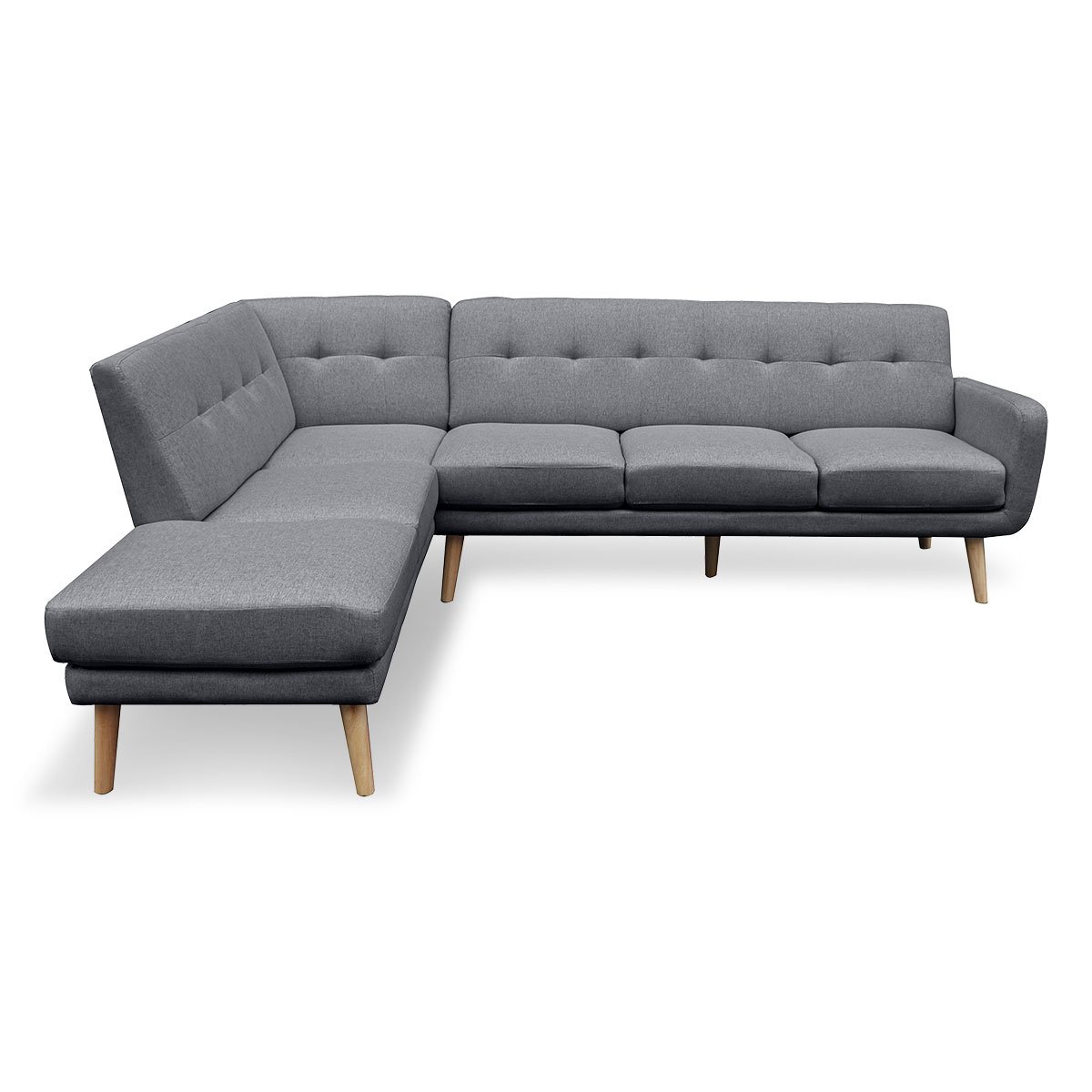 indoor furniture Linen Corner Sofa L-shaped with Chaise Dark Grey