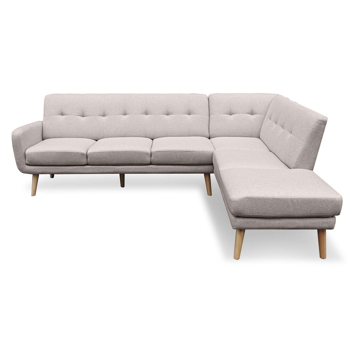 indoor furniture Linen Corner Sofa Lounge L-shaped Chaise Light Grey