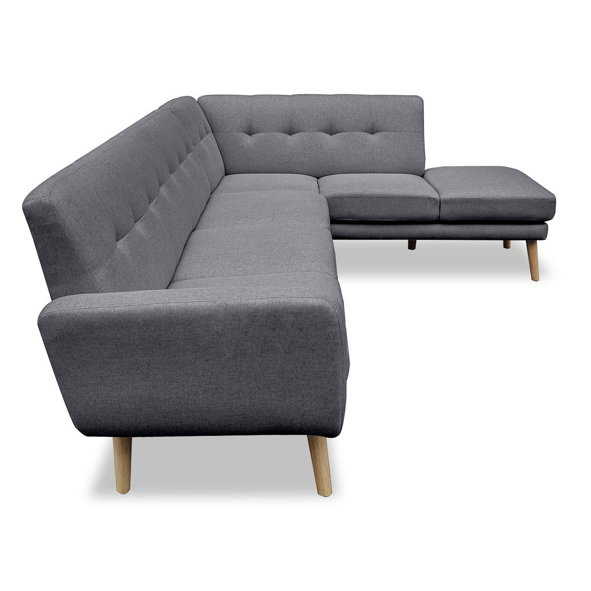 indoor furniture Linen Corner Sofa Lounge L-shaped with Chaise Dark Grey