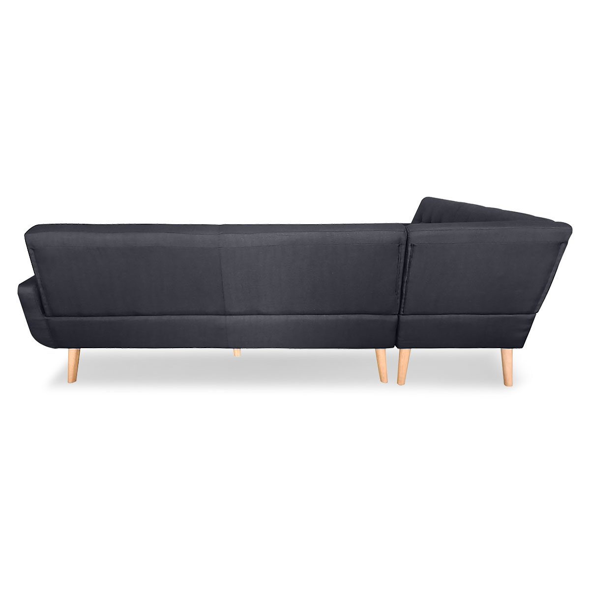 indoor furniture Linen Corner Wooden Sofa Futon Lounge L-shaped with Chaise Black