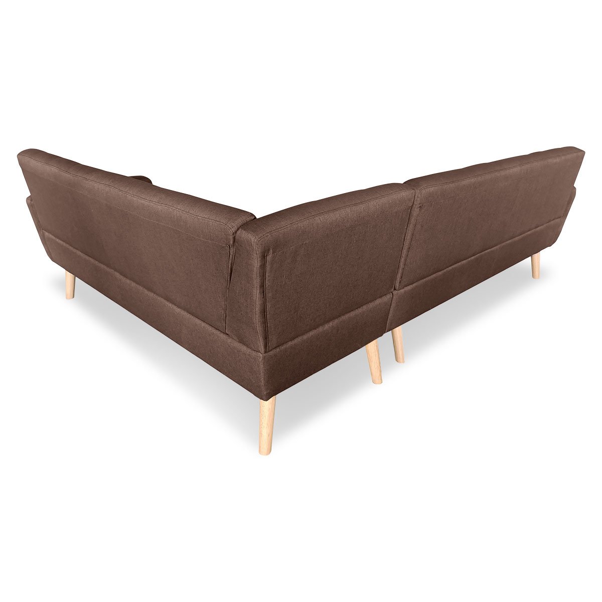 indoor furniture Linen Corner Wooden Sofa Lounge L-shaped Futon with Chaise Brown