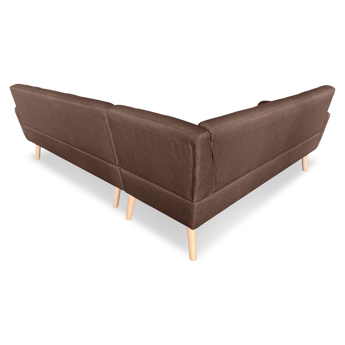 indoor furniture Linen Corner Wooden Sofa Lounge L-shaped with Chaise Brown