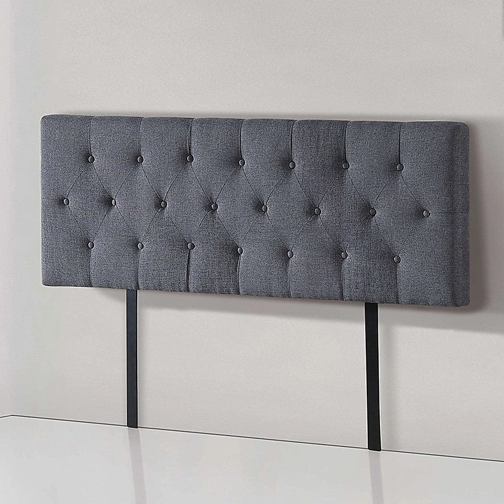 Linen Fabric Double Bed Deluxe Headboard Bedhead - Grey