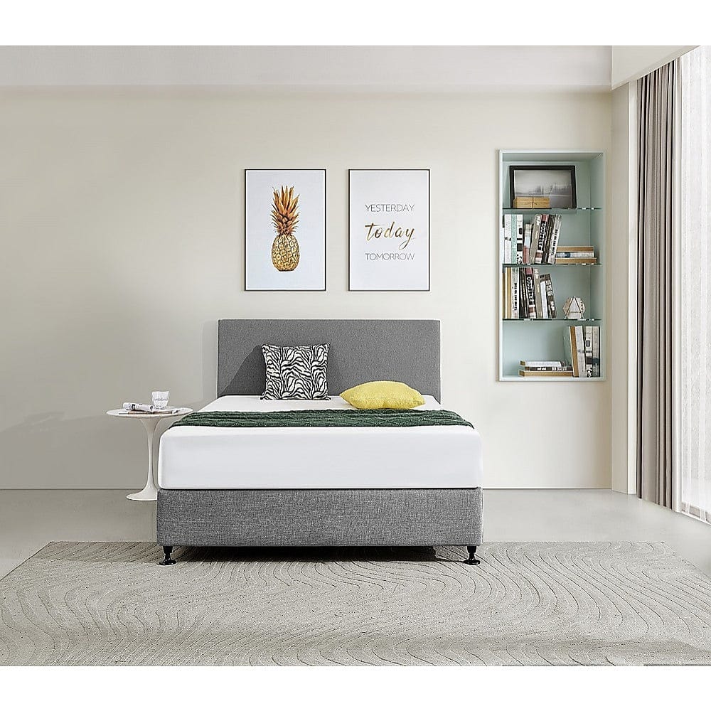 Linen Fabric Double Bed Deluxe Headboard Bedhead - Night Ash