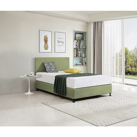 Linen Fabric Double Bed Deluxe Headboard Bedhead - Olive Green