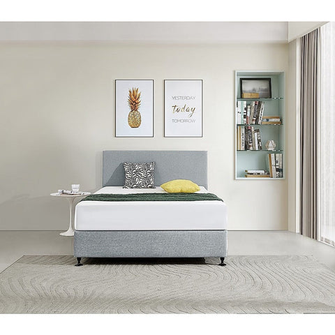 Linen Fabric Double Bed Deluxe Headboard Bedhead - Stone Grey