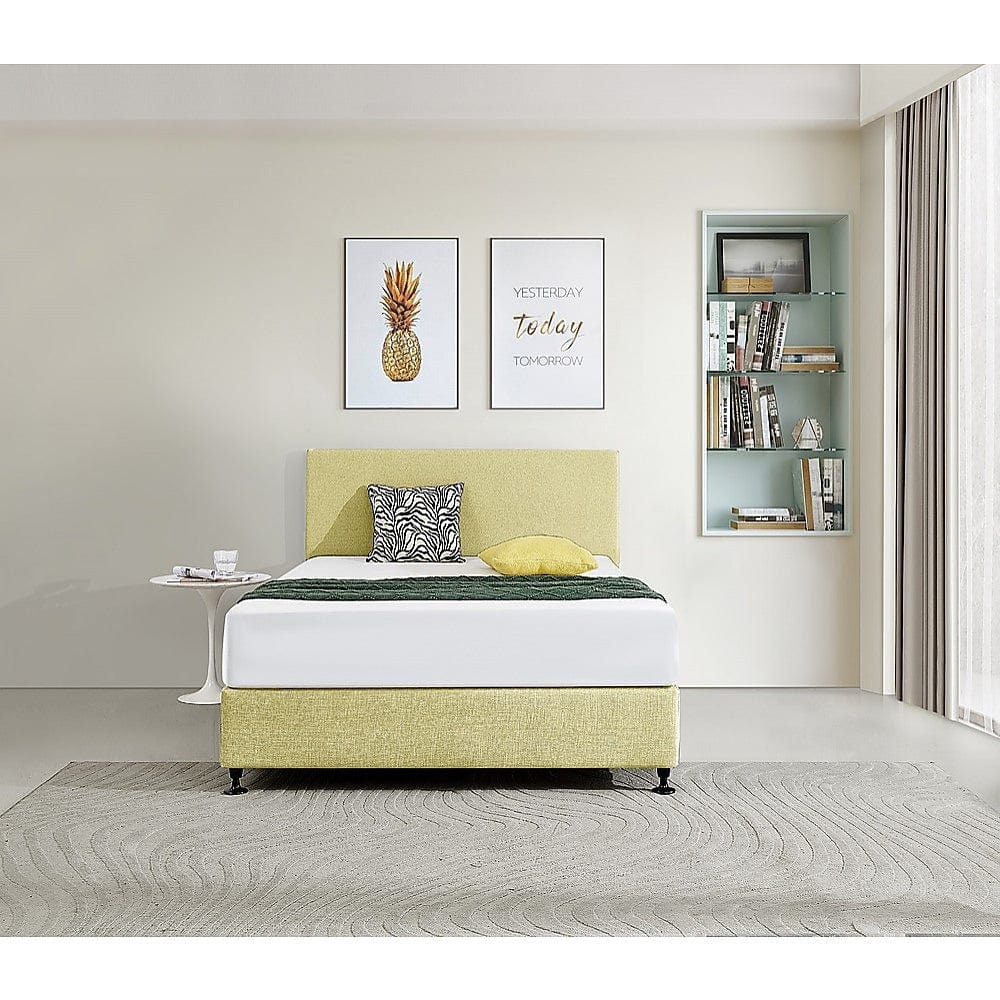 Linen Fabric Double Bed Deluxe Headboard Bedhead - Sulfur Yellow