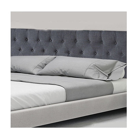 Royal Linen Fabric King Bed Deluxe Headboard - Grey