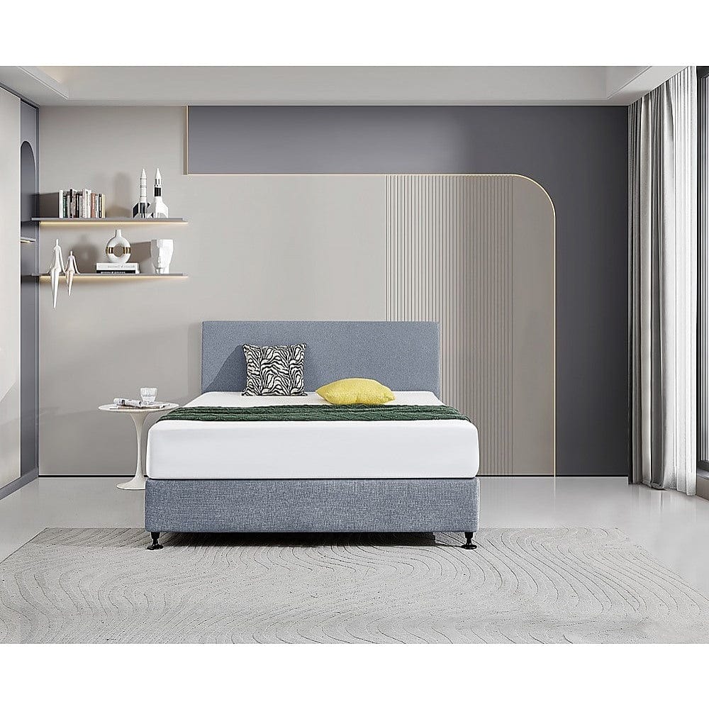 Linen Fabric Queen Bed Deluxe Headboard Bedhead - Berlin Blue