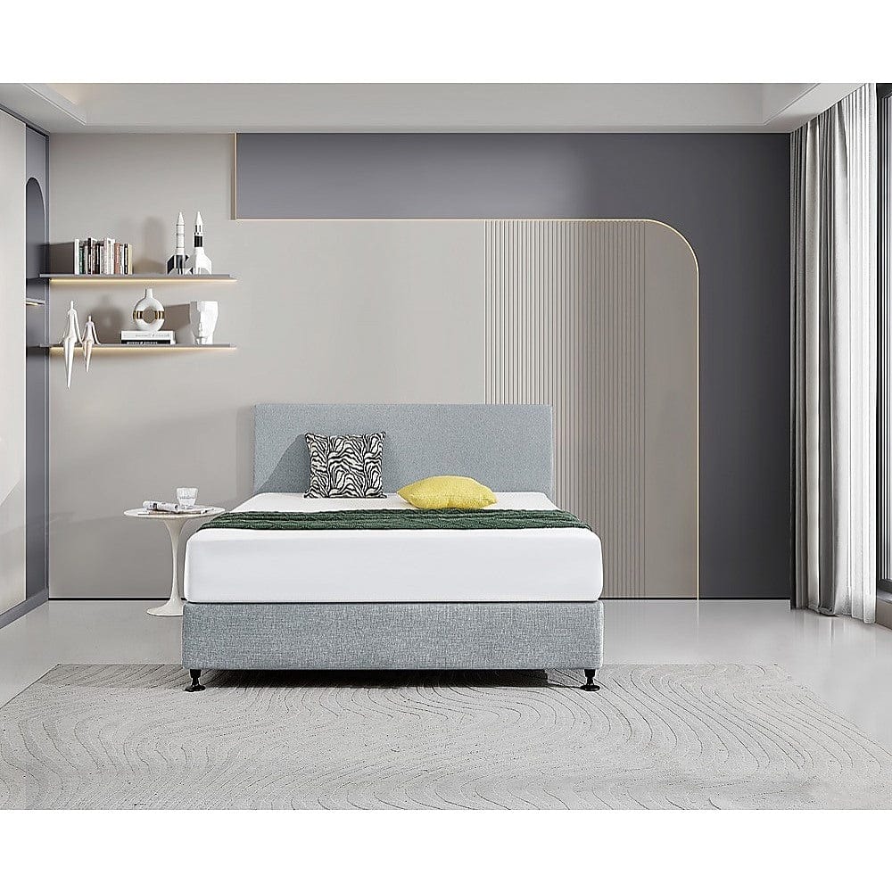 Linen Fabric Queen Bed Deluxe Headboard Bedhead - Stone Grey