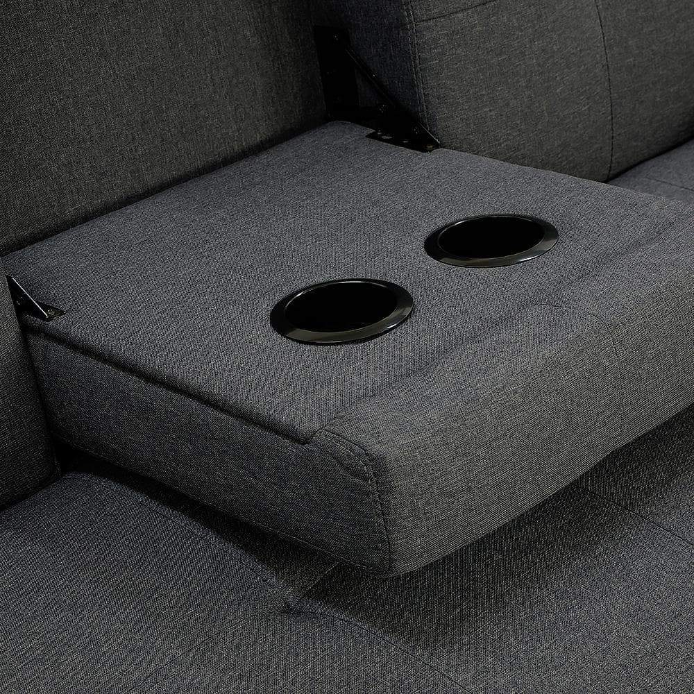 Linen Fabric Sofa Bed Lounge Couch Futon - Dark Grey