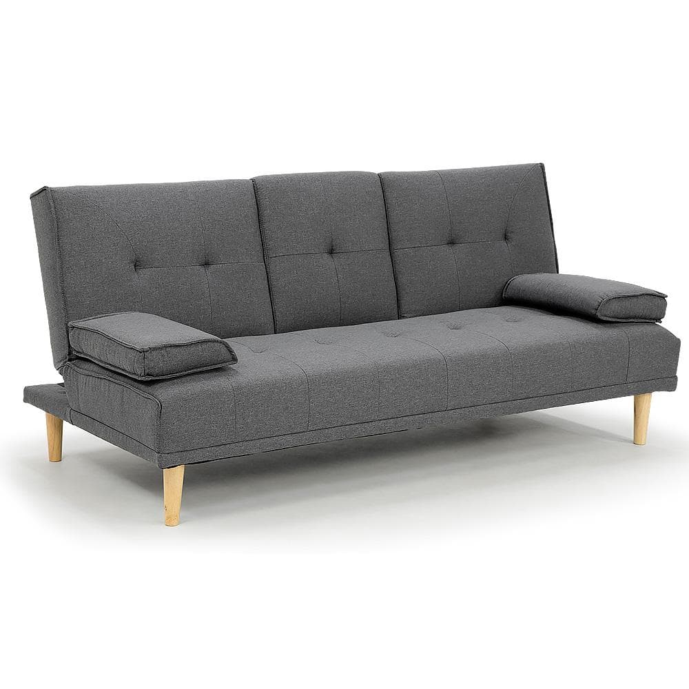 Linen Fabric Sofa Bed Lounge Couch Futon - Dark Grey