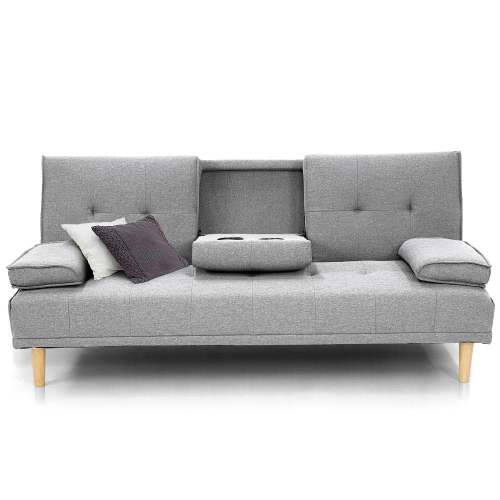 Linen Fabric Sofa Bed Lounge - Light Grey