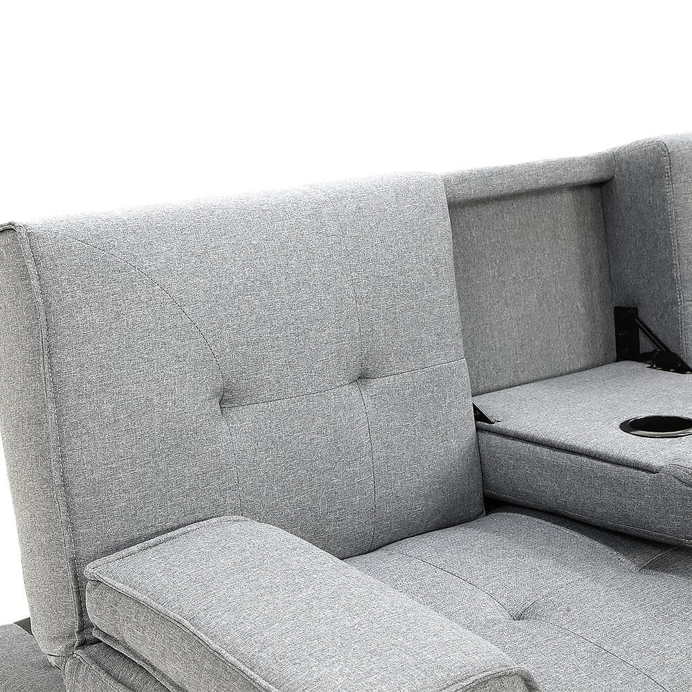 Linen Fabric Sofa Bed Lounge - Light Grey