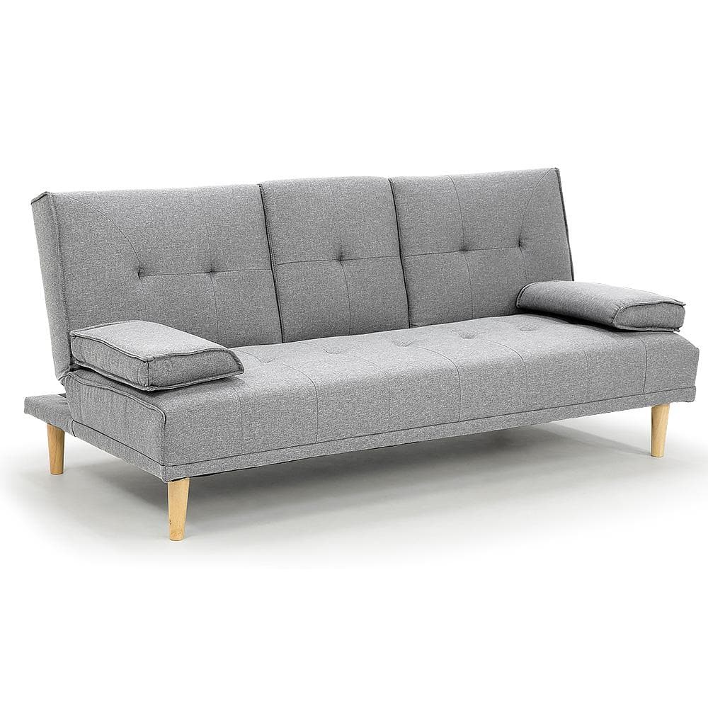 Linen Fabric Sofa Bed Lounge - Light Grey