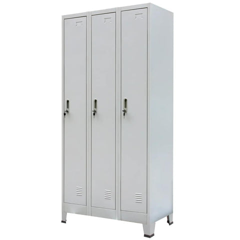 vidaxl50- Locker Cabinet with 3 Compartments Steel 90x45x180 cm Grey