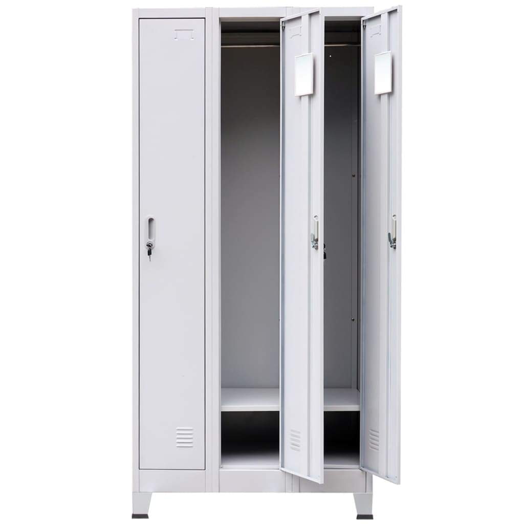 vidaxl50- Locker Cabinet with 3 Compartments Steel 90x45x180 cm Grey