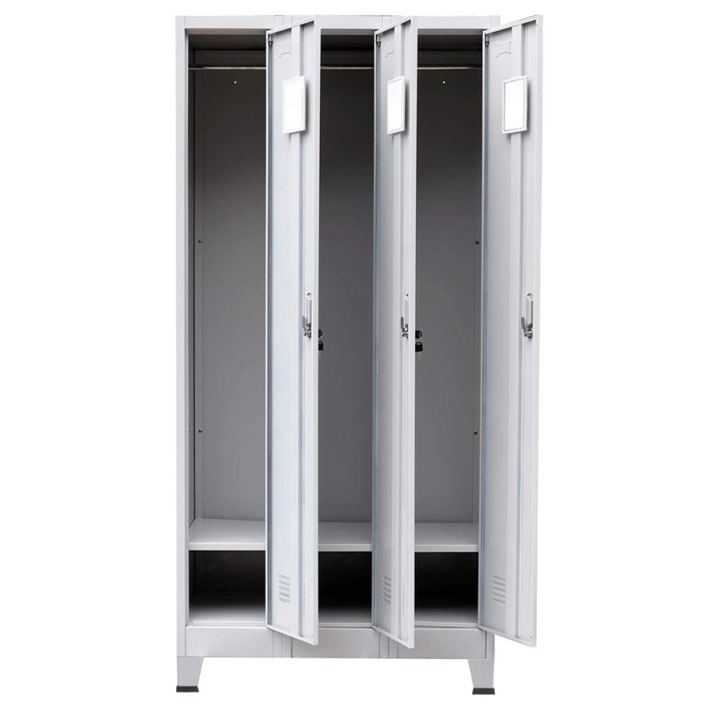 vidaxl50- Locker Cabinet with 3 Compartments Steel 90x45x180 cm Grey