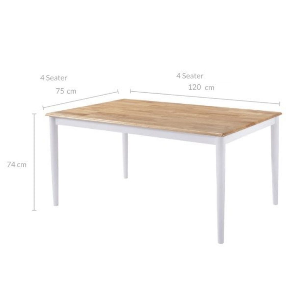 Furniture > Dining Lory 1.2m 4 seater dining table- Natural + White