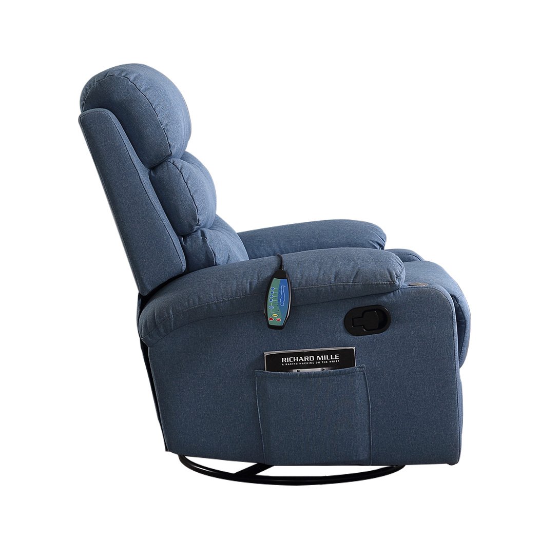 electric massage chair Lounge Sofa Armchair 360 Swivel Blue