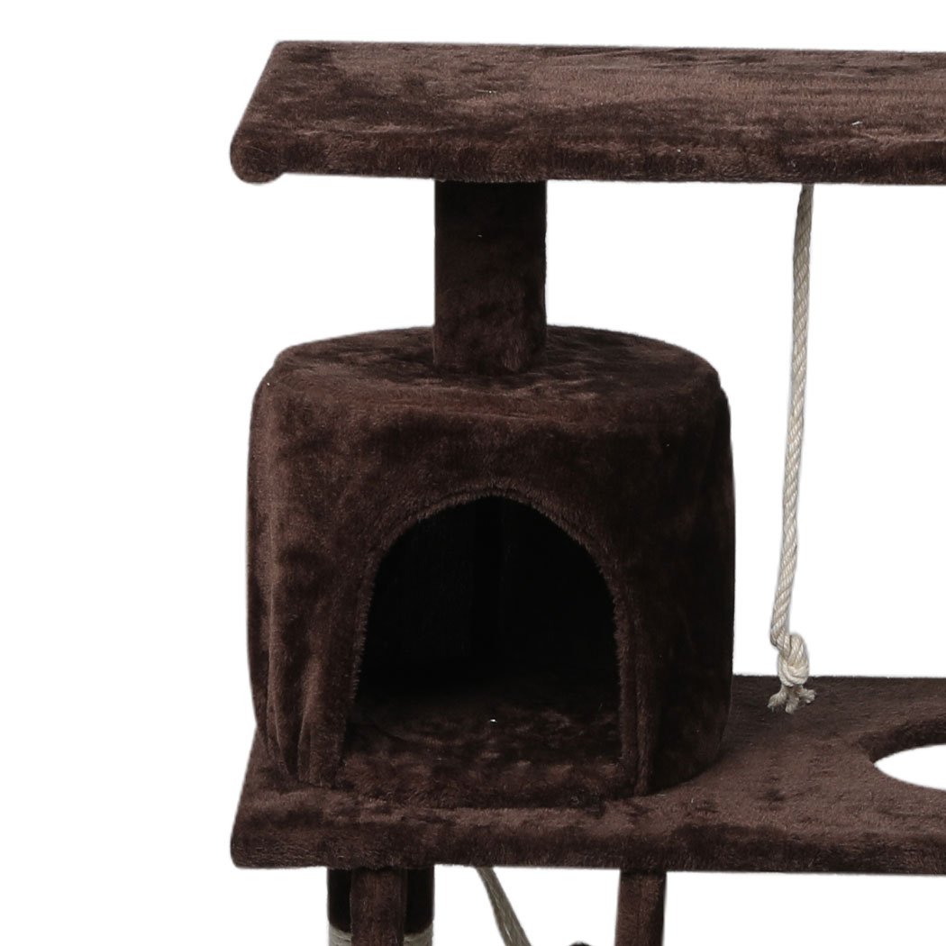 Pet Products Luxurious Cat Tree Pet Scratcher Condo Tower 140cm Dark Brown