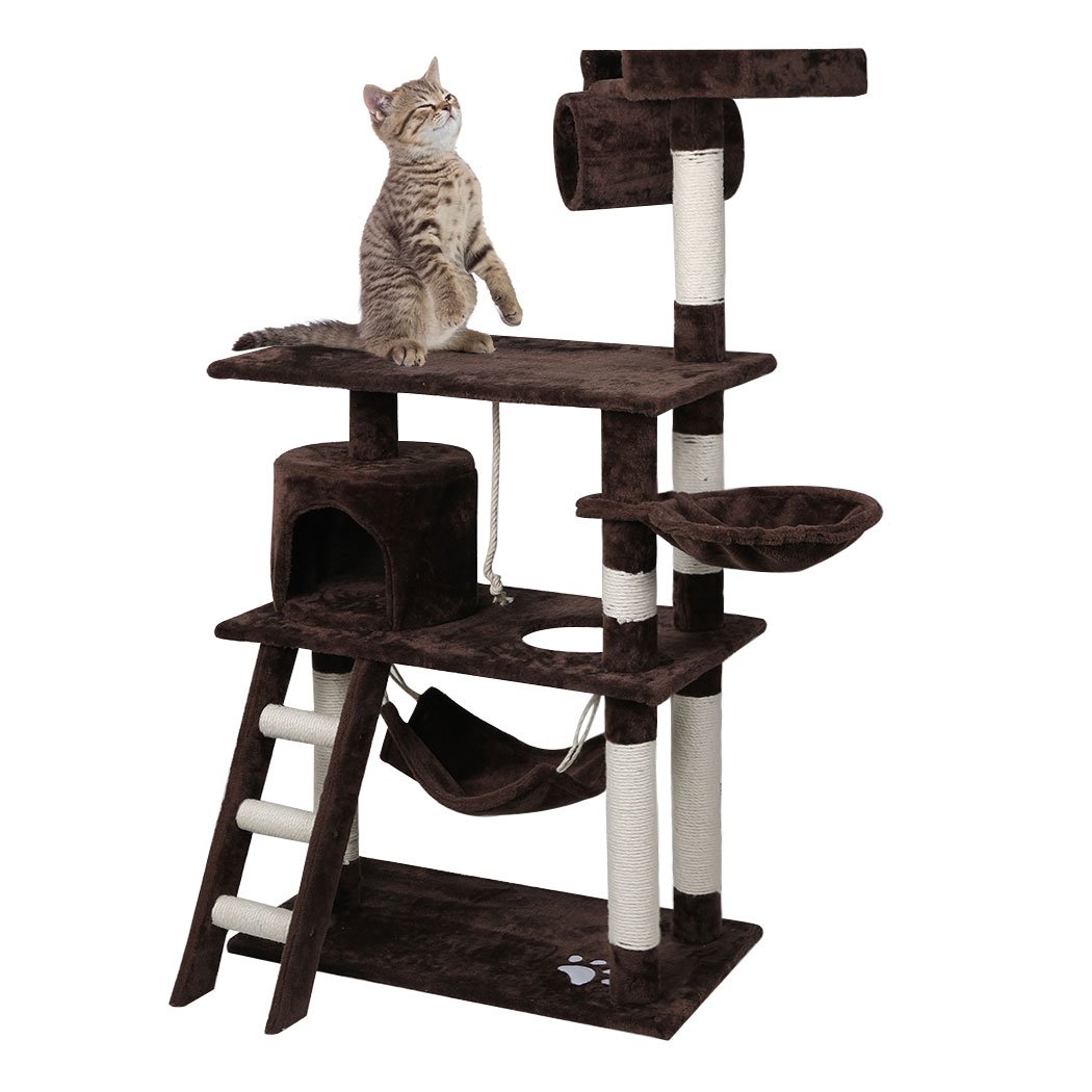 Pet Products Luxurious Cat Tree Pet Scratcher Condo Tower 140cm Dark Brown