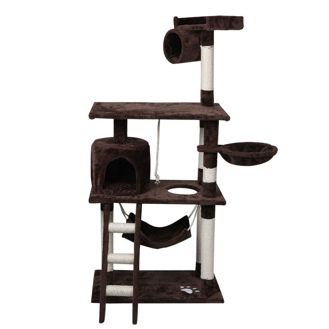 Pet Products Luxurious Cat Tree Pet Scratcher Condo Tower 140cm Dark Brown