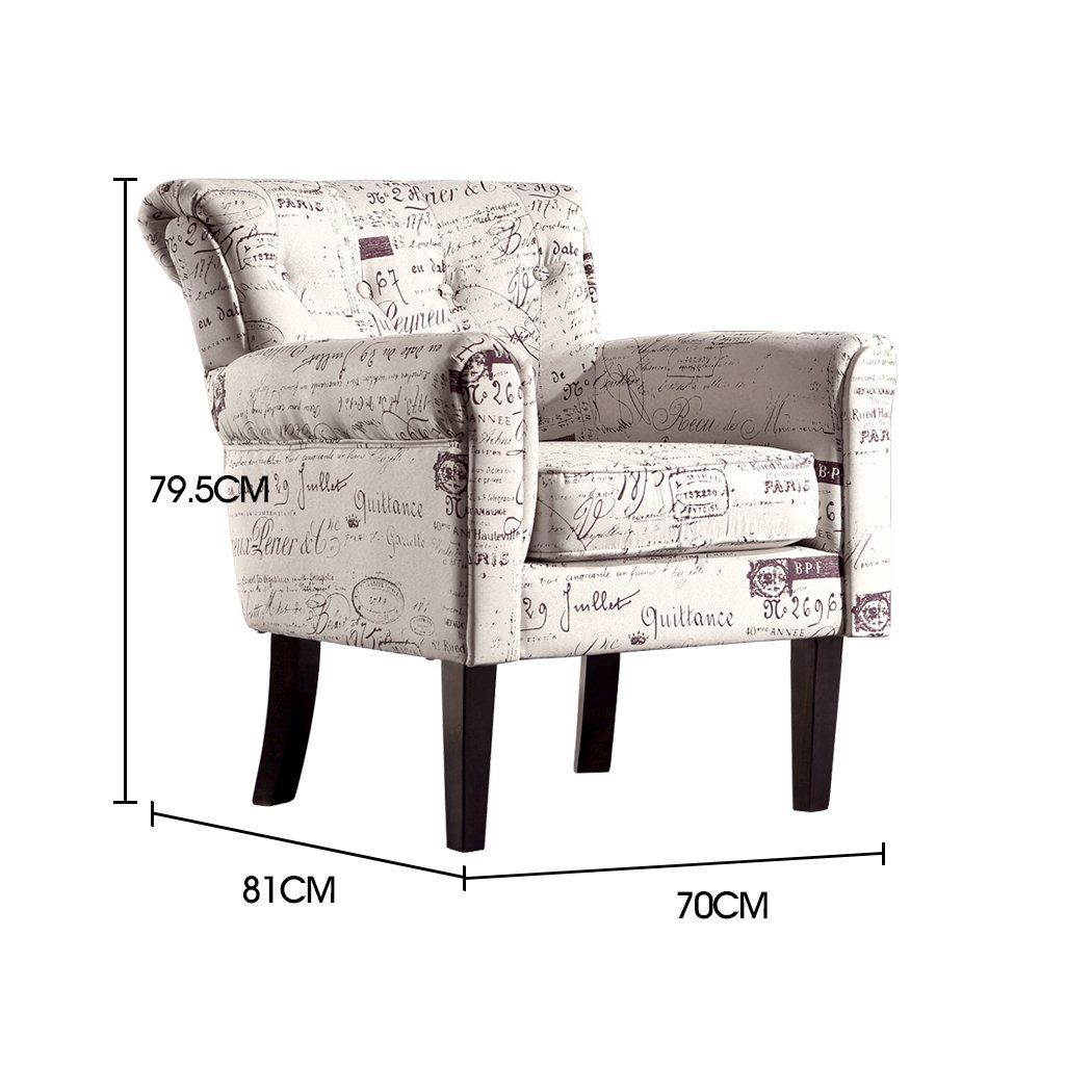 living room Luxury Armchair Single Accent Padded Fabric Sofa