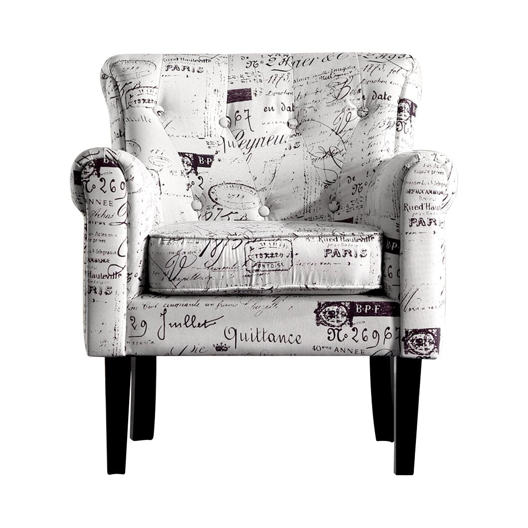 living room Luxury Armchair Single Accent Padded Fabric Sofa