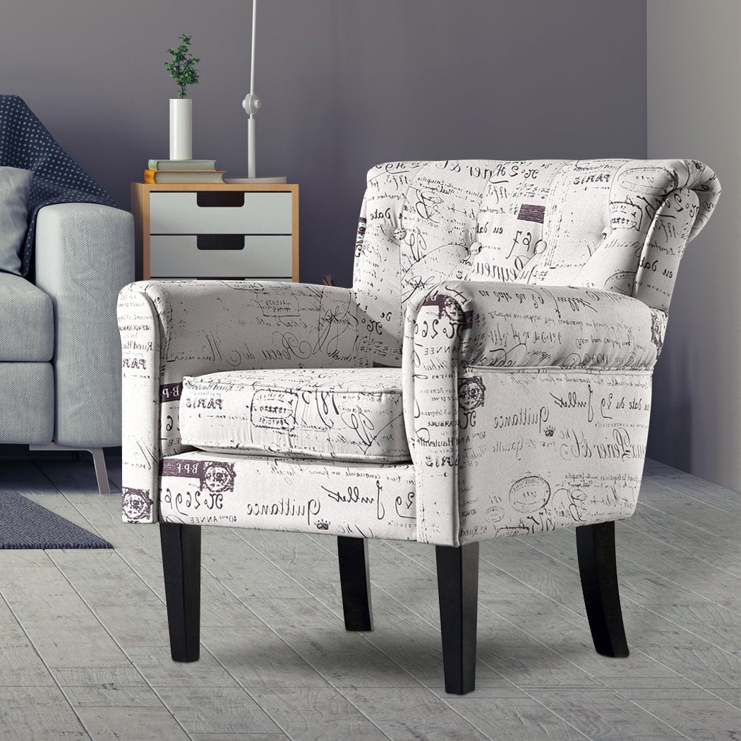 living room Luxury Armchair Single Accent Padded Fabric Sofa