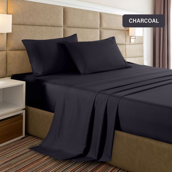 Luxury Bamboo Cooling 2000 TC Sheet Set Single Charcoal
