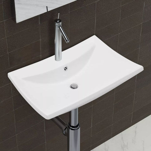 vidaxl35- Luxury Ceramic Basin Rectangular with Overflow & Faucet Hole