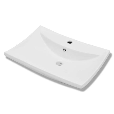 Luxury Ceraic Basin Rectangular with Overflow & Faucet Hole