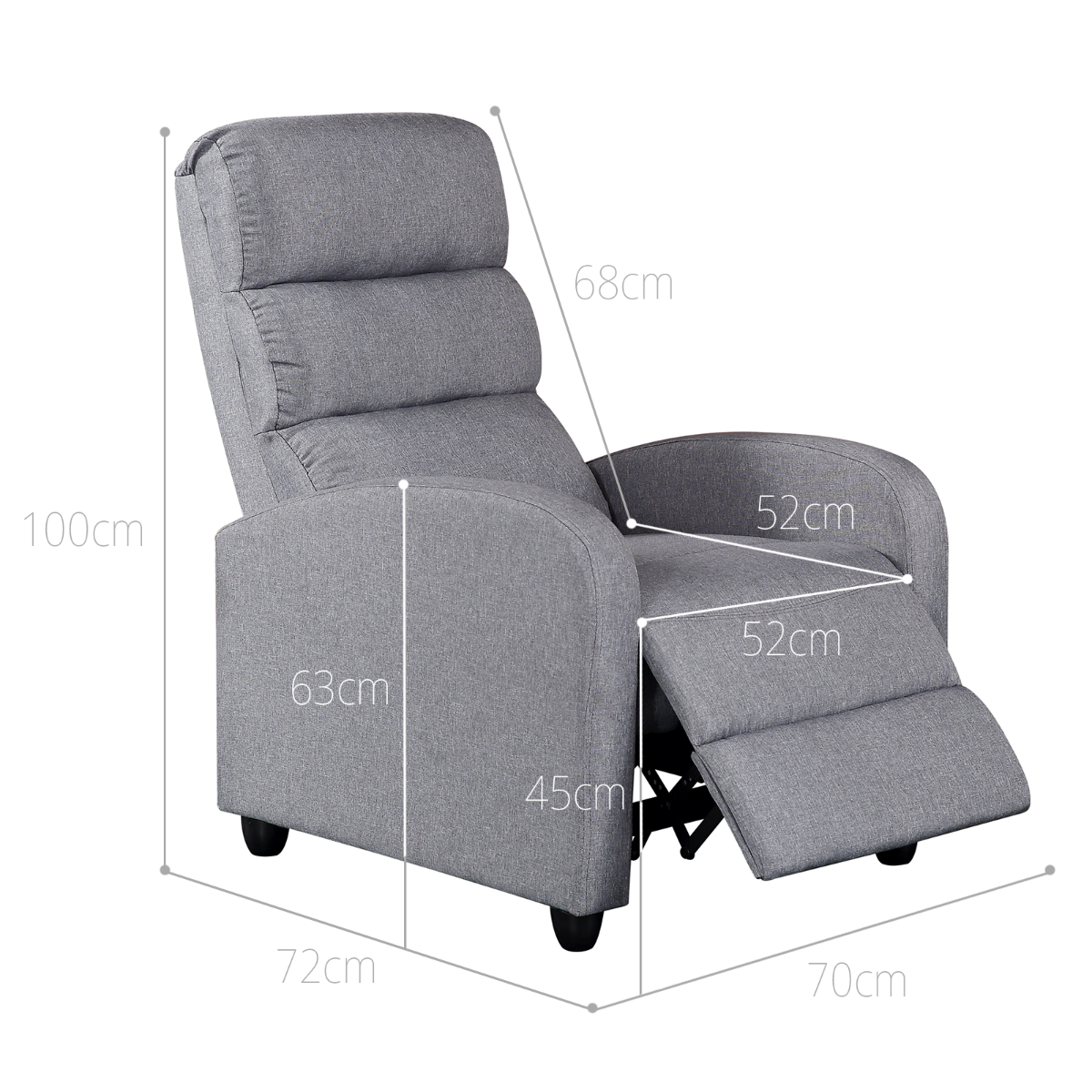 Bar Stools & Chairs Luxury Fabric Recliner Chair - Grey