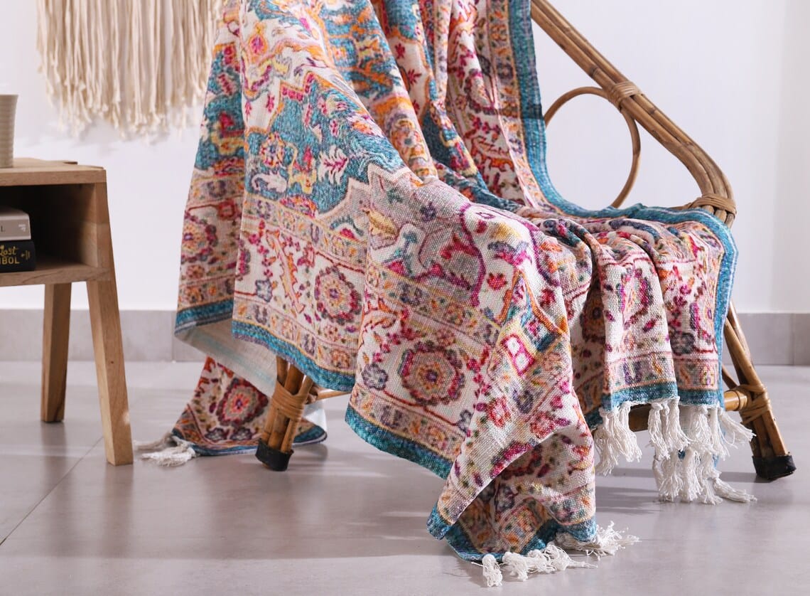 Luxury Rustic Cotton Wool Throw Blanket for Home Decor, Large Picnic Throw Rug